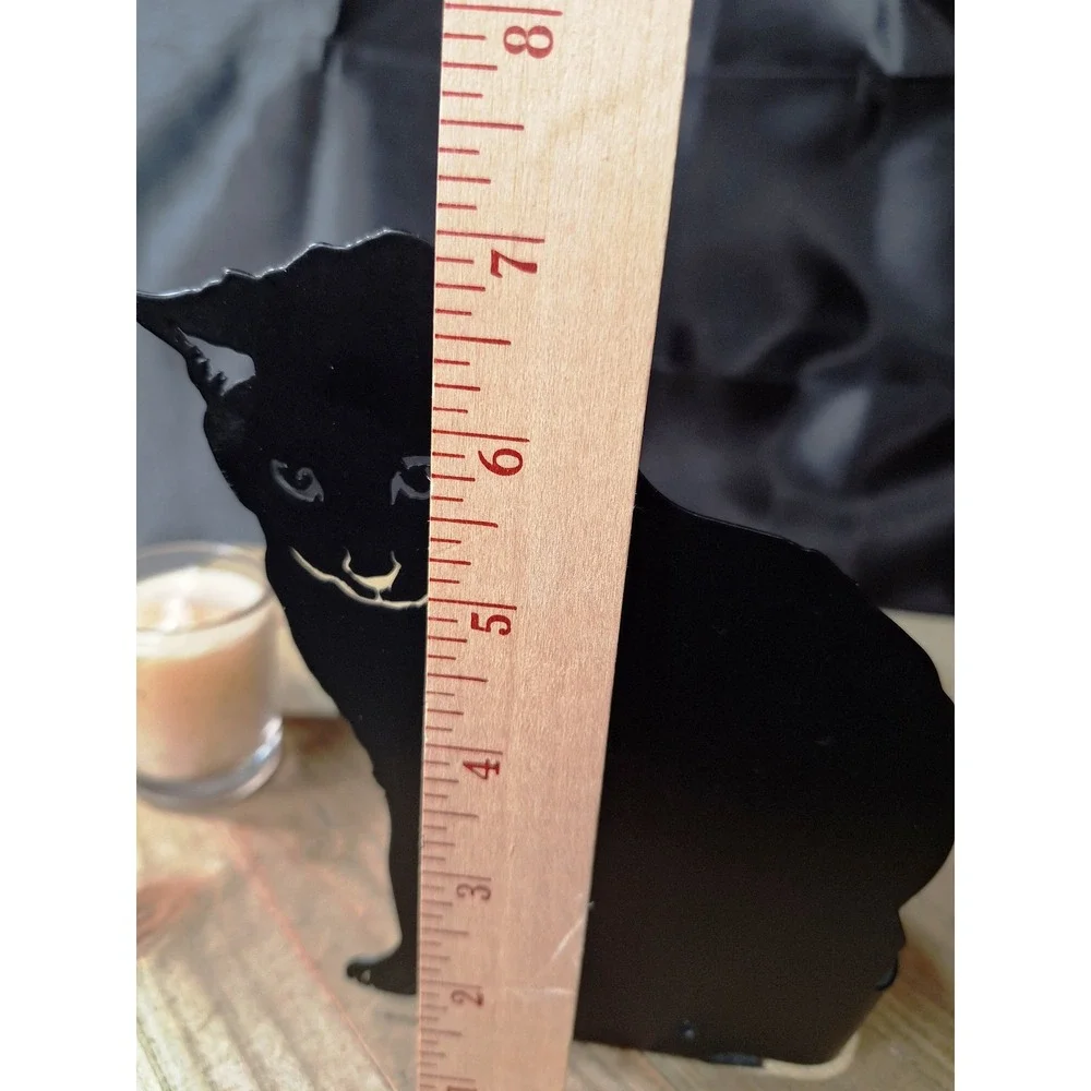 Vintage 1993 Enthuse Design Ann Munson Black Metal Cat Votive Candle Holder 7
